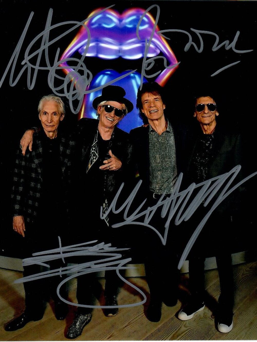 The Rolling Stones Jagger Richards Woods Watts Signed 8X10 Photo